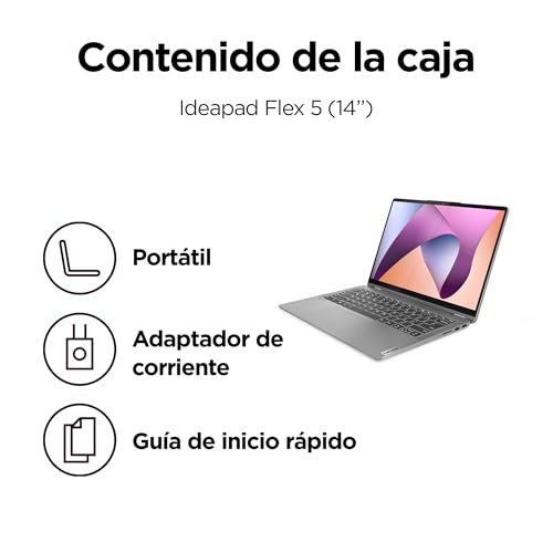 Lenovo IdeaPad Flex 5 Gen 8 Ordenador Portátil Táctil Convertible 14" WUXGA (AMD Ryzen 5 5625U, AMD Radeon Graphics, 16 GB RAM, 512 GB SSD, 60 Hz, Wi-Fi 6, Win 11 Home) Teclado QWERTY Español – Gris - imagen 8