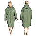 Owntop Womens Mens Waterproof Changing Robe – Quick-Dry Beach Swimming Coat, Windproof Oversized Hooded Long Sleeve Coat, Green+Grey, M(170-175CM/60-70KG)