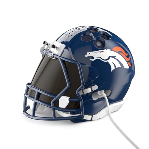 Image of NFL Echo Dot Bundle: Includes Echo Dot | Deep Sea Blue and Limited-Edition NFL Helmet Stand | Denver Broncos
