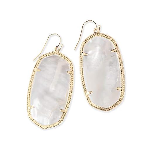 Kendra Scott Danielle Statement Earrings for Women, Fashion Jewelry, 14k Gold-Plated, Ivory Mother of Pearl