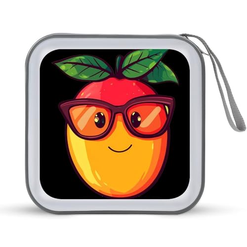 Funny Mango With Glasses CD Case Plastic DVD Case Holder Wallet Disc Storage Organizer for Car Travel