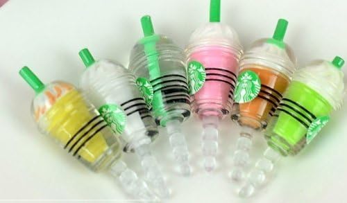 KABB 6 pcs (whole set) StarBucks Frappuccino, Milk Cell Phone Charm 3.5mm Anti Dust Earphone Jack Plug iphone 4 4S