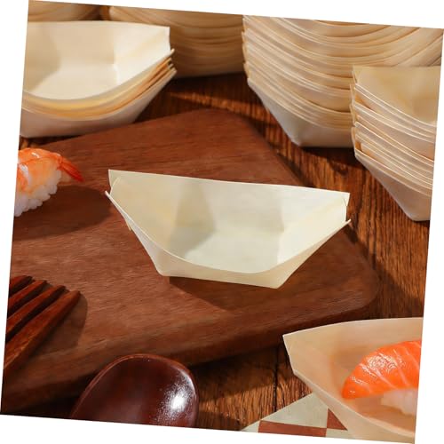 Plato desechable de bote de madera estilo japonés 150 pcs miniatura 5