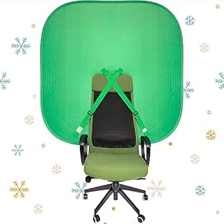 Portable Chair Green Screen Background - Pop Up Greenscreen Backdrop 148 cm - Collapsible Chroma Key Kit with Chair Attachment & Storage Case for Webcam Video Streaming Gaming Conferencing Webinars