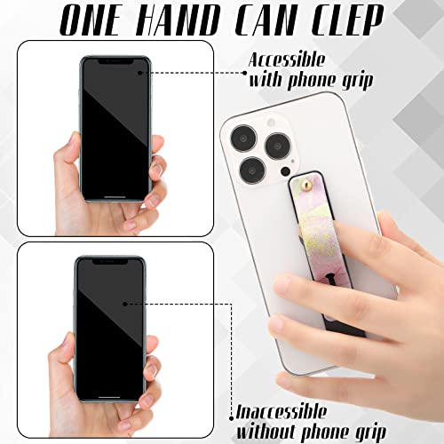 Image of Weewooday 6 Pieces Phone Grip Holder Cell Phone Grip Strap Telescopic Finger Strap Stand Universal Finger Kickstand for Most Smartphones(Soft Color,Marble)