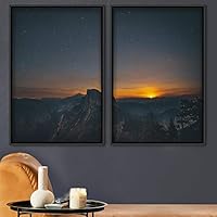 2 Piece Framed Canvas Wall Art Sunset in The Mountains Canvas Prints Home Artwork Decoration for Living Room,Bedroom - 16