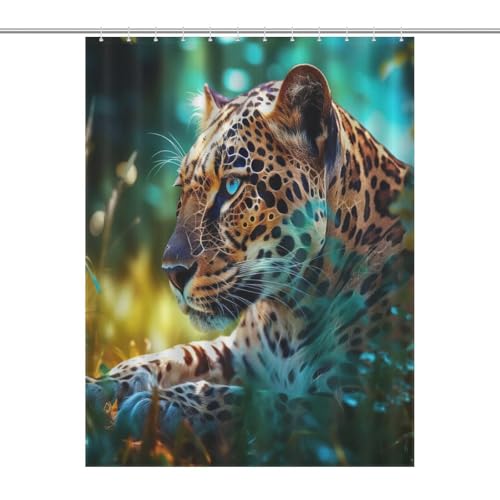 Rideau de douche léopard imperméable 140x183cm pour salle de bain - 7