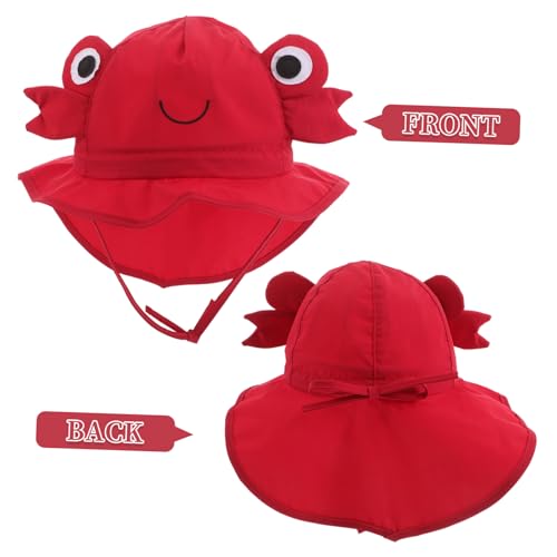 BESPORTBLE Sun Hat with Neck Flap and Wide Brim Cute Crab Design for UV Protection Lightweight Quick Dry Beach Hat for Years Old for Summer Outdoor Activities Red3