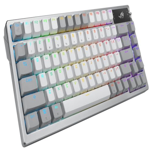 ASUS ROG Azoth Wireless Mechanical Gaming Keyboard – 75% TKL, Tri-Mode Connectivity, Hot Swappable Pre-lubed ROG NX Snow Linear Switches, PBT Keycaps, RGB, OLED Display, PC/Mac Support - White - image 8