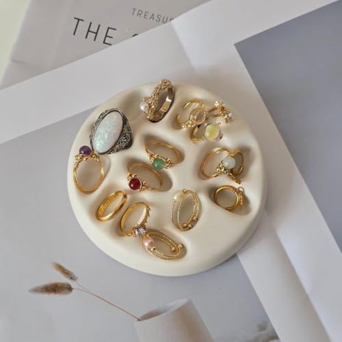 Image of Aesthetic Handmade Ring Holder Trinket Tray Handmade | Jewelry Organizer | Vanity Tray for Women | Minimalist Home Decor, Candle Holder & Multipurpose - 10 x 10 cm