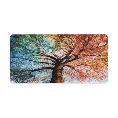 Colorful Tree Desk Mat Mouse Pad Grande Antideslizante