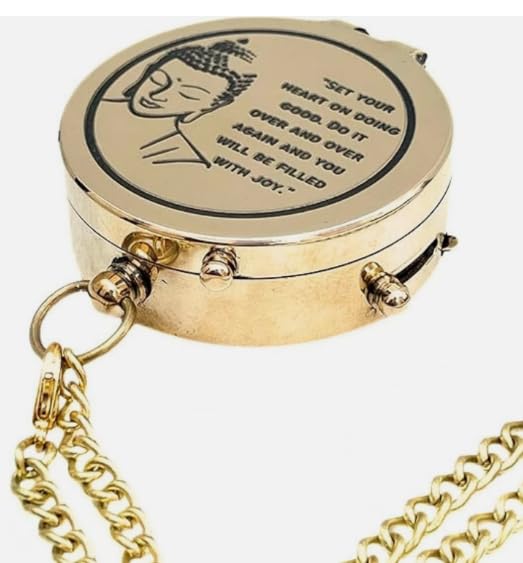 Brújula de latón grabada con cita de Buda miniatura 2