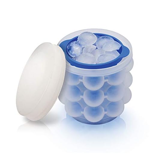 Ice Genie New & Improved- The Original Ice Cube Maker, Holds up to 72 Cubes, Now Larger Cubes, Silicone Bucket With Lid, Use Indoors/Outdoors, Bottled Beverage Cooler, Dishwasher Safe & BPA-FREE