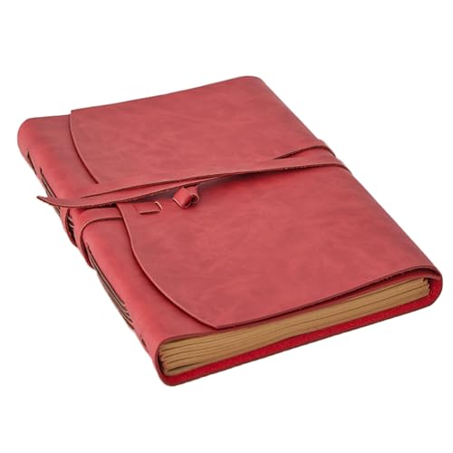 Image of RILIHO Leather Journal for Women - Genuine Leather Journals for Writing 8x10 Inches Vintage Journal For Men and Women, Artist,Travel Journal,Red