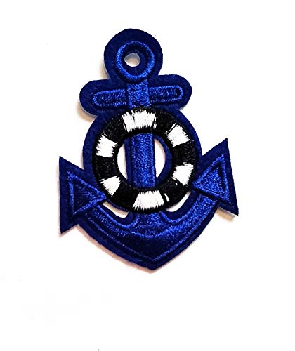Nipitshop Patches Blue Boat Anchor Rudder Cartoon Kids Patch Embroidered Iron On Patch for Clothes Backpacks T-Shirt Jeans Skirt Vests Scarf Hat Bag