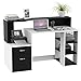 Price comparison product image HOMCOM Wooden Computer Desk PC Table Modern Home Office Writing Workstation Furniture Printer Shelf Rack w/ Storage Drawer & Shelves (Black and white)
