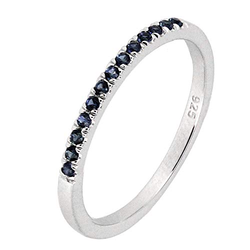 Sterling Silver Genuine Natural Blue Sapphire Half Eternity Band Ring