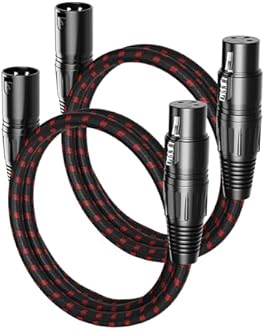 VANDESAIL XLR Cables 3 FT 2 Pack, XLR Microphone Cable Male to Female Nylon Braided 3 Pin XLR to XLR Cable Compatible with Microphones, Mixer, Speaker Systems and More