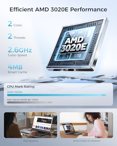 Image of Laptop 15.6 Inch, AMD 3020e (Up to 2.6GHz), 8GB DDR4 RAM 256GB SSD, FHD IPS Display, USB 3.2, USB C, HDMI, TF Card Slot, WiFi 5, BT 5.2, Portable Laptop Computer for School, Home, and Office