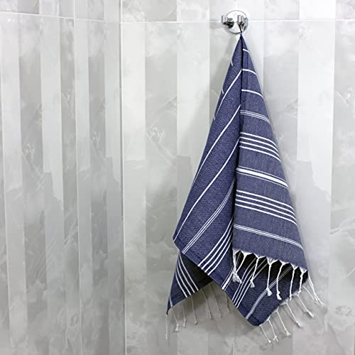 Clotho Turkish Hand Towels Set Of 4 For Decorative Bathroom | Kitchen Towels And Dishcloths Sets Boho Farmhouse | 100% Cotton 18 X 40 Inches (Navy Blue) #TOP5