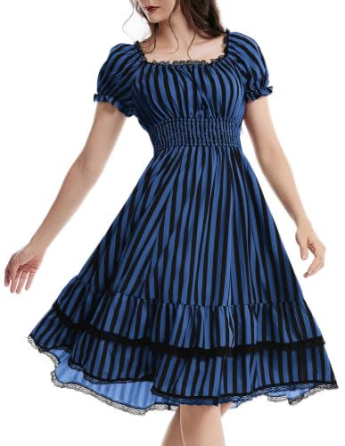 Image of Scarlet Darkness Womens Gothic Pirate Corset A Line Midi Dress with Pockets