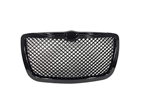 R&L Racing Compatible With Black Mesh Front Hood Bumper Grill Grille Cover Abs R&L Racing For 04/05-10 Chrysler 300 300C #TOP2