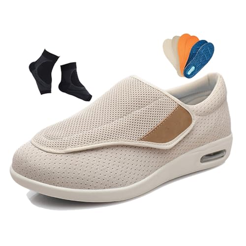 Mens Edema Swollen Shoes, Men's Lightweight Adjustable Walking Mesh Breathable Diabetic Shoes, Swollen Feet Diabetic Edema Boots Slippers, for Plantar Fasciitis, Feet, Bunions, Slipper - Main Image