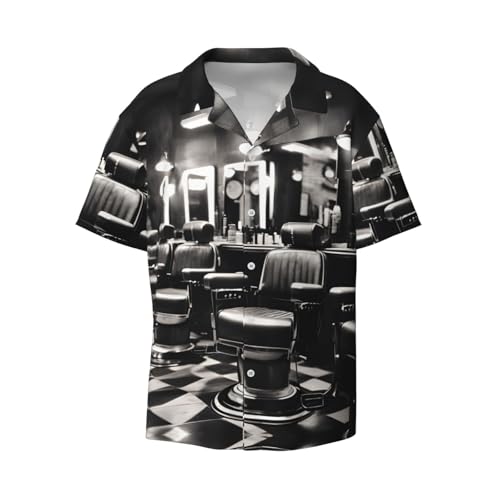 Chemise Barber Shop boutonnée pour homme à manches courtes