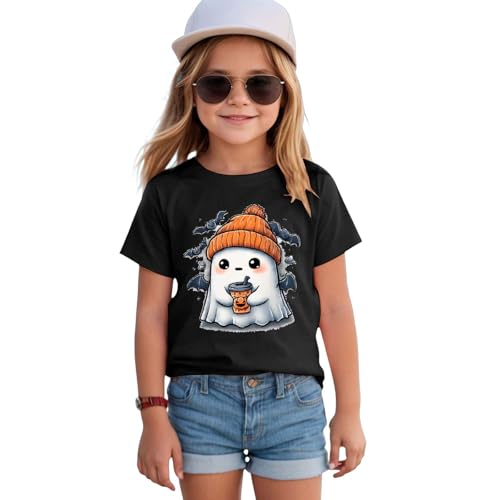 Toddler Baby Girls Halloween Shirt T-Shirt Funny Ghost Pumpkin Graphic Short Sleeve Shirts Kids Loose Fit Girl Clothes4