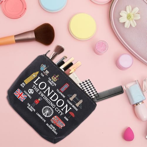 MYSOMY London Travel Gift London Travel Makeup Bag London Travel Souvenir Cosmetic Bag Welcome to London Gift London Lover Gift (London Bag-bl) - Image 2