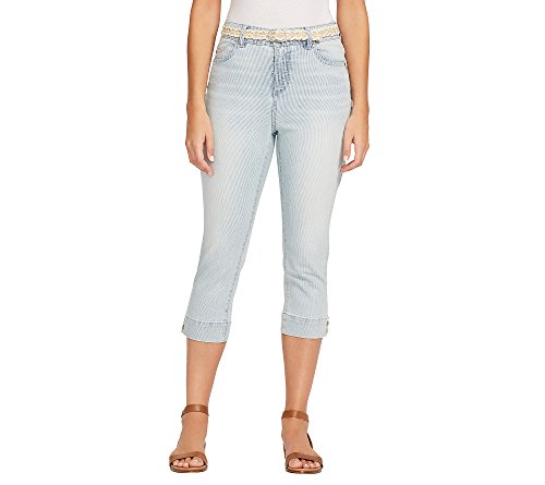 Gloria Vanderbilt Women's Mandie 5 Pocket Belted Capri, Lassen Ticking Stripe, 12 Gloria Vanderbilt Women's Mandie 5 Pocket Belted Capri, Lassen Ticking Stripe, 12
