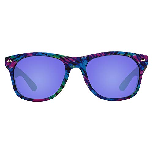 Piranha Digital Unisex Retro Sunglasses with Purple Pattern Frames and Blue Mirror Lens2