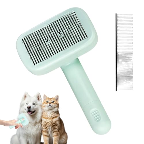 Spazzola Ionica Pet per Animali, 1 Brush con Generatore Doppio Ione, 1 Pettine Dritto, Spazzola Ionica per Cani e Gatti, Autopulente, Riduce l'Elettricità Statica, per Pelo Corto e Lungo