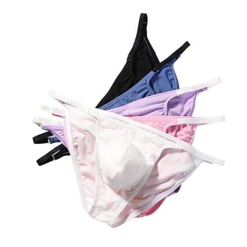 Men's Thong Pouch Underwear Low Rise Sexy G-String Bikini Briefs Underwear