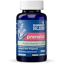 Mommys Bliss Prenatal Multivitamin with Iron and Folic Acid, Supports Baby Development + Mom Immune System & Energy Levels w/ B Vitamins & Probiotics, Vegan & Gluten Free 45 Servings