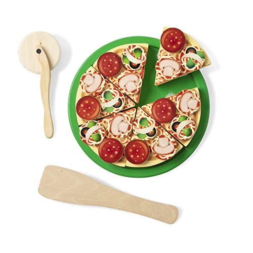 Melissa & Doug Pizza-Party-Spielset für Kinder aus Holz, über 50 Beläge, mit Pizzaschneider, Pizzateller, Holzspatel und Holzbox – Bild 4