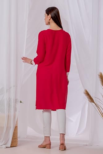 Image of Sidhidata Women's Rayon Sequence & Beads Embroidered Kurti (Kurti Beads)