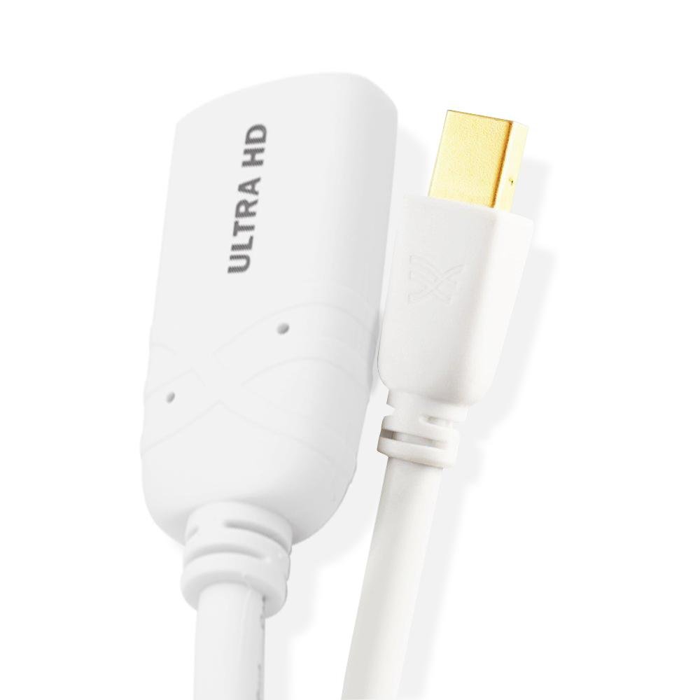Mini DisplayPort to HDMI 2.0 Cavo Adattatore Femminile 4K Ultra HD con Trasmissione Audio Certificato per Apple/Mac, MacBook PRO, MacBook Air - Spina in Oro 24k - Bianco - 0.2m