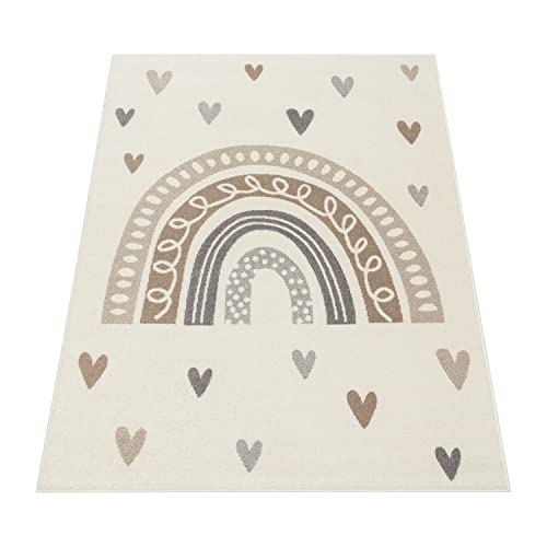 Paco Home Children's Rug Child's Room Girls Boys Various Motifs And Sizes, Size:80x150 cm, Colour:Beige