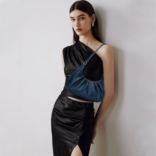 Image of KKXIU Shoulder Bag Crescent Handbag Ruched Purse Underarm Bag Mini Hobo for Women