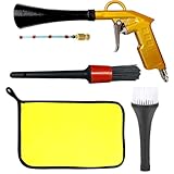 UHANBUT Air Blow Car Cleaning Gun Tornado Detailing Tool, High Pressure Air Gun Car Dry Cleaning Tool with Nozzle & Brush, Air Compressor Gun Dusting Cleaner for Car Interior Detailing