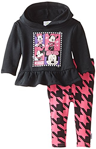 Disney Baby Girls' Minnie Mouse Fleece Hoodie Set, Black, 9 Months