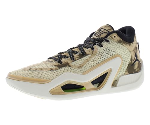 NIKE Jordan Tatum 1 Men's Shoes (DZ3320-200, Fossil/Sesame/Electric Green/Black) Size 10