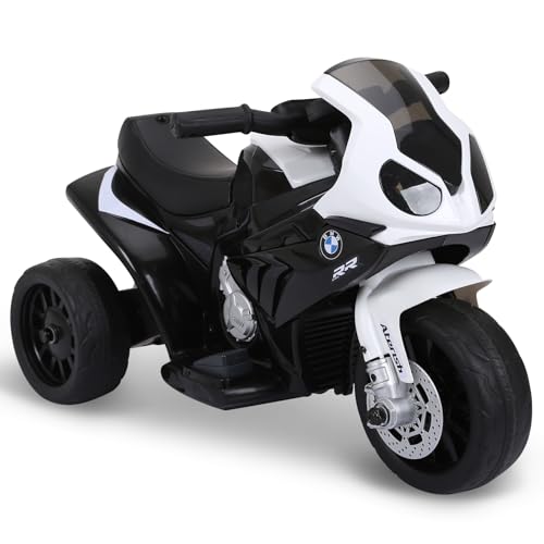 HOMCOM Moto électrique Enfants sous Licence BMW S1000 RR, 3 Roues, 6V et 2,5 Km/h, Voiture électrique Enfants avec Effets Lumineux et sonores, Moto Enfant,...