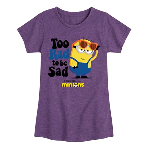Despicable Me Minions - Too Rad to Be Sad - Toddler & Youth Girls Short Sleeve Graphic T-Shirt