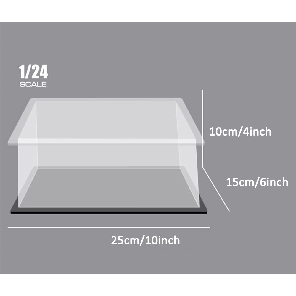 Clear Acrylic Display Case with Black Acrylic Base for 1:24 or 1:32 Scale Vehicle Model, Simple Self-Assembly Dustproof Showcase, Display Box for Diecast Cars,Collectibles(10x6x4 inch;25x15x10 cm) 3