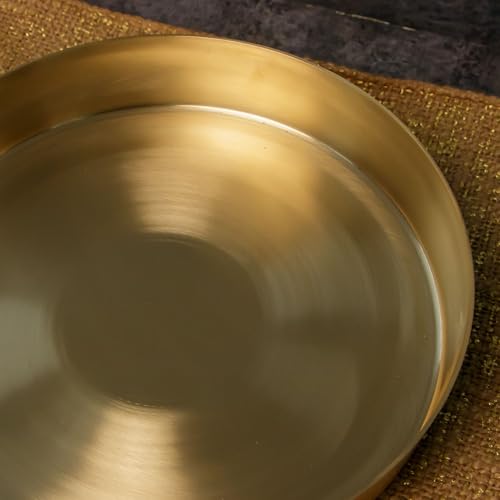 Image of 100% Pure Hand Cast Kansa Kids Thali - 8 Inch High-Edge Plate