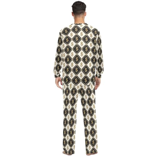 Laprad Men's Women's Long Sleeve Pajama Sets Dollar Sign Comfy 2 Piece Loungewear with Pockets3