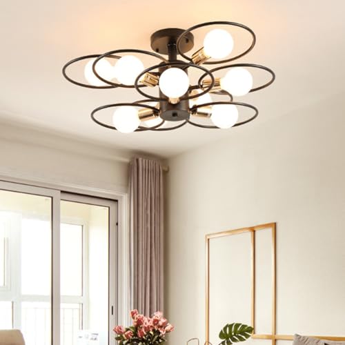 Lampe de plafond fer noir E27 industrielle ideale pour eclairage cuisine et salon