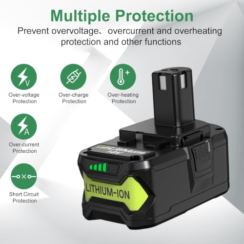 Image of Reoben 2PACK 8.0Ah Battery Replacement for Ryobi 18V Battery | Compatible with Ryobi Lithium Battery 18 Volt P102 P103 P104 P107 P108 P109 Cordless Power Tools(Green)